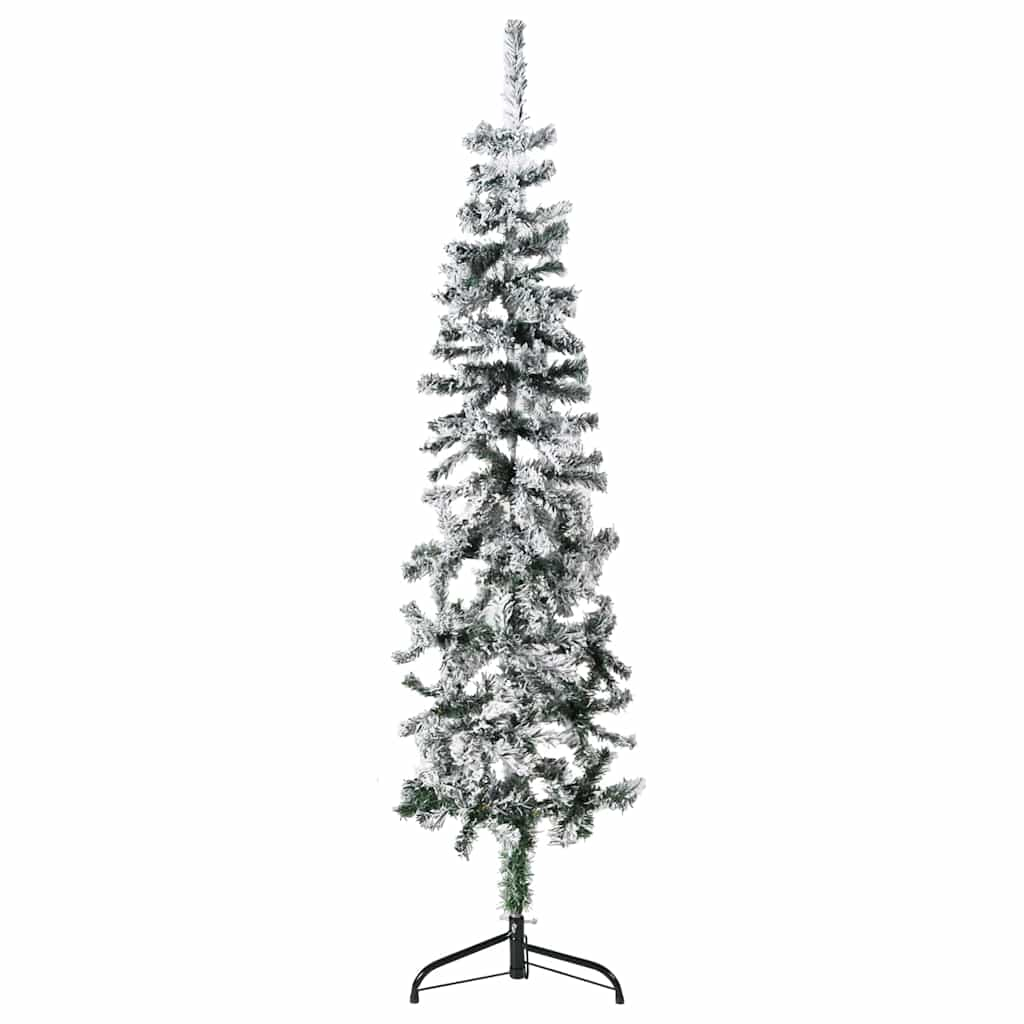 Albero Natale Artificiale Sottile a Metà Neve Fioccata 150 cm - homemem39