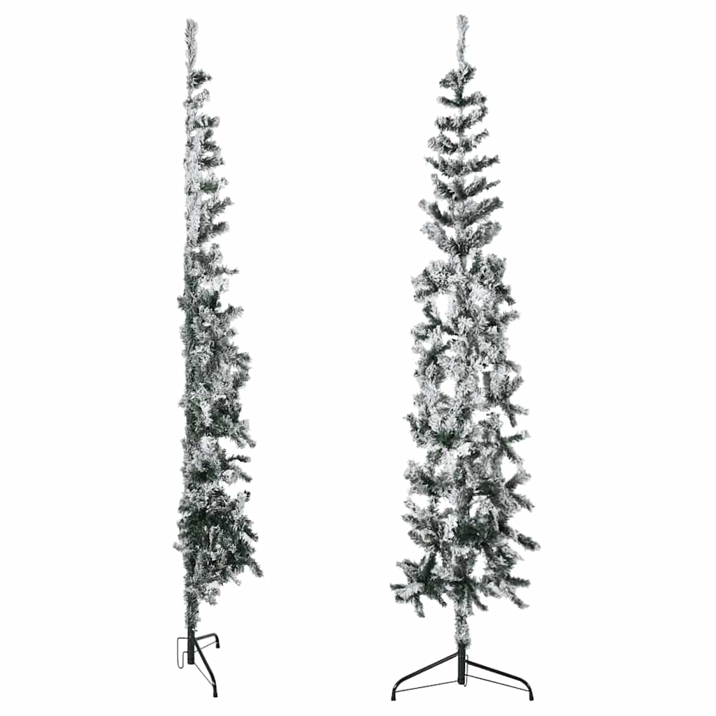 Albero Natale Artificiale Sottile a Metà Neve Fioccata 180 cm - homemem39