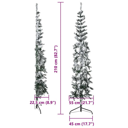 Albero Natale Artificiale Sottile a Metà Neve Fioccata 210 cm - homemem39