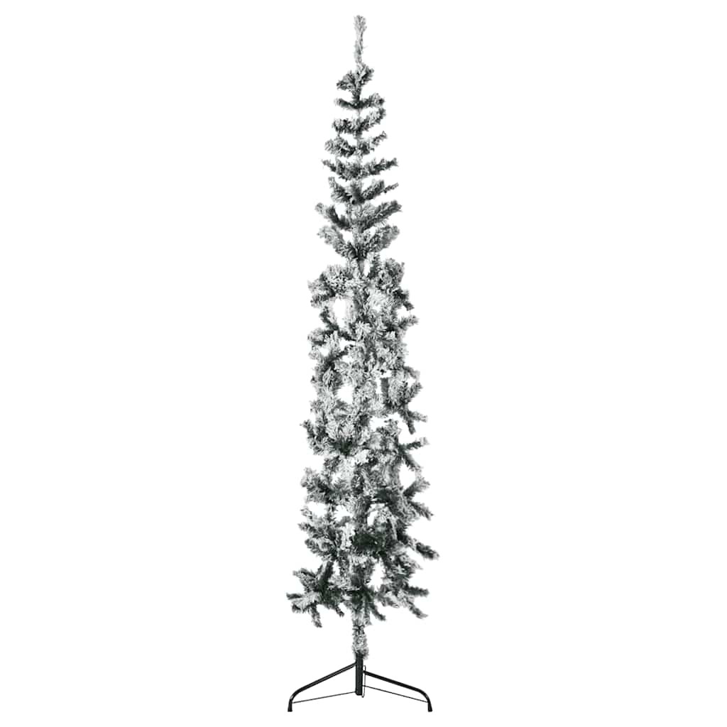 Albero Natale Artificiale Sottile a Metà Neve Fioccata 240 cm - homemem39