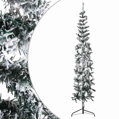 Albero Natale Artificiale Sottile a Metà Neve Fioccata 240 cm - homemem39