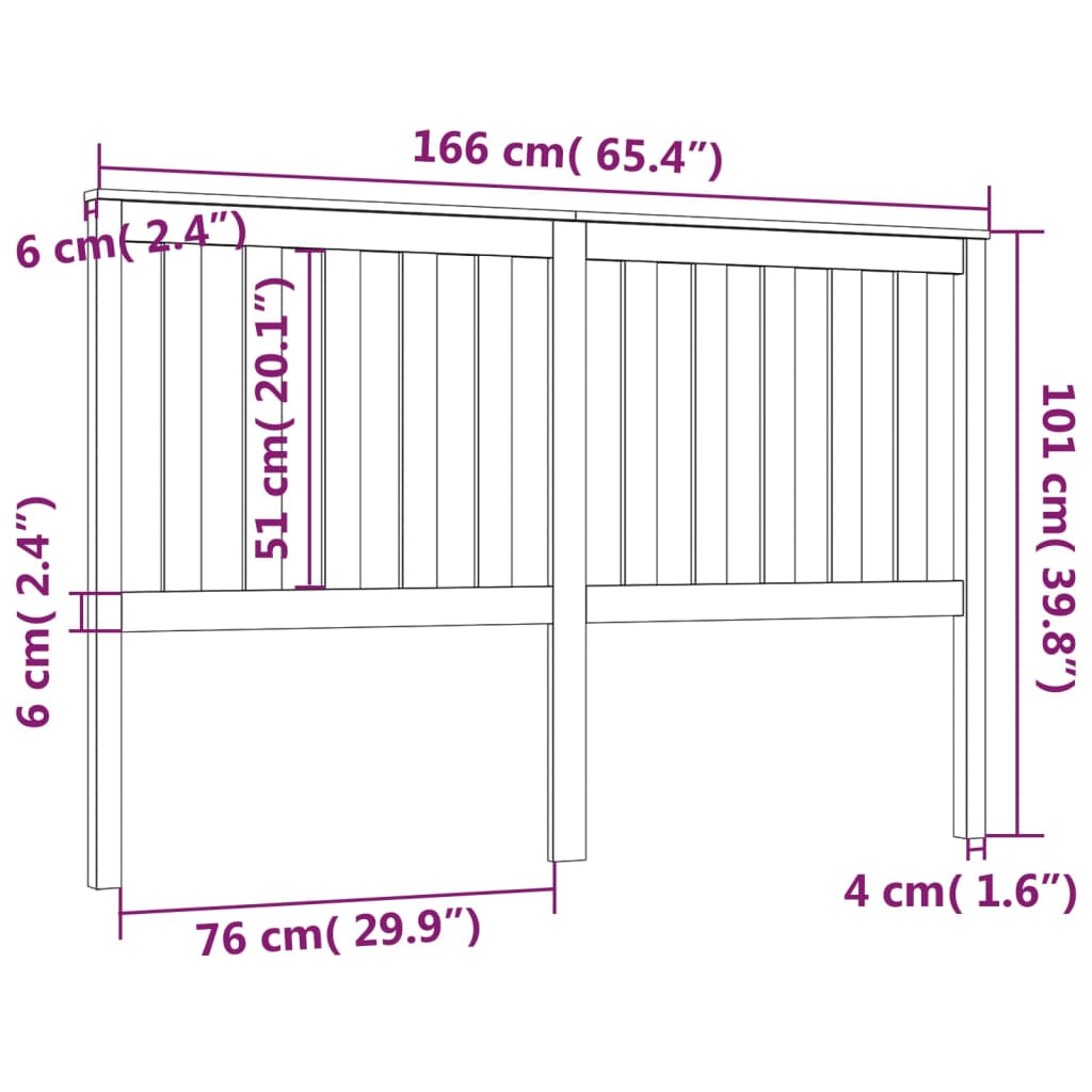 Testiera per Letto Grigia 166x6x101cm in Legno Massello di Pino - homemem39