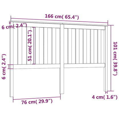 Testiera per Letto Grigia 166x6x101cm in Legno Massello di Pino