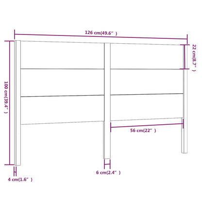 Testiera per Letto Bianca 126x4x100cm in Legno Massello di Pino