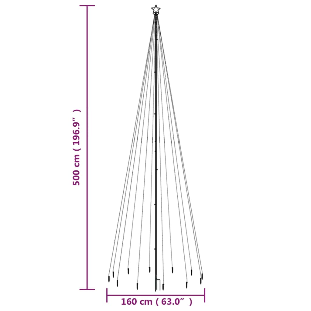 Albero di Natale con Puntale Colorato 732 LED 500 cm