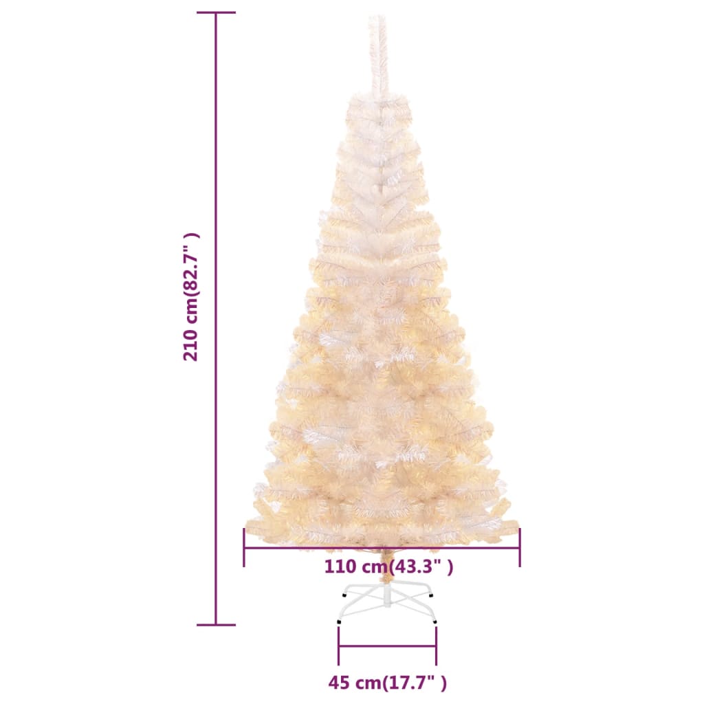 Albero di Natale Artificiale Punte Iridescenti Bianco 180cm PVC