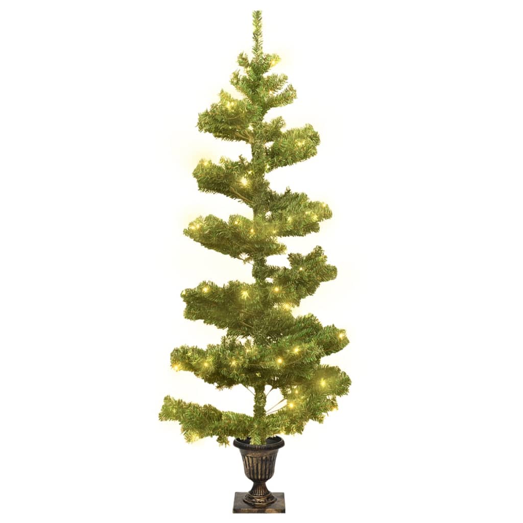 Albero di Natale Preilluminato con Vaso Verde 120 cm in PVC