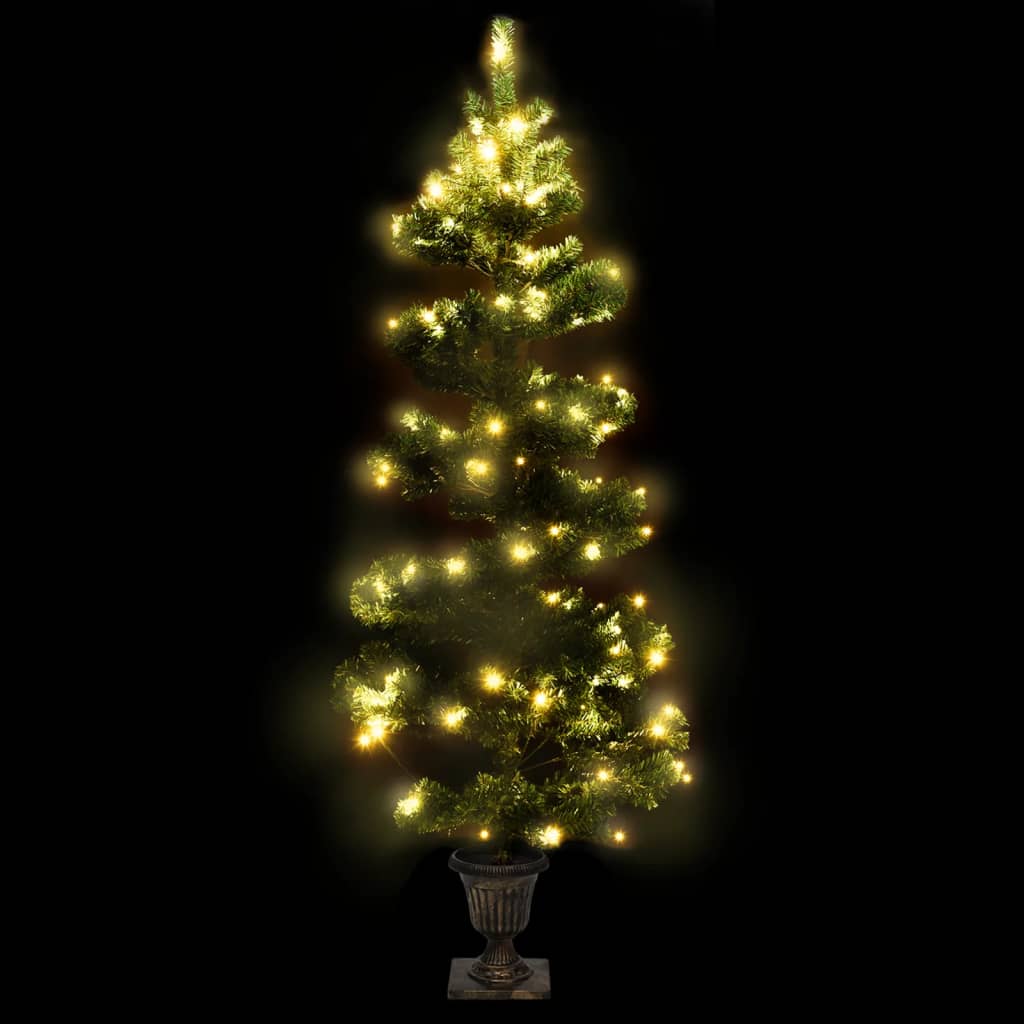 Albero di Natale Preilluminato con Vaso Verde 120 cm in PVC - homemem39