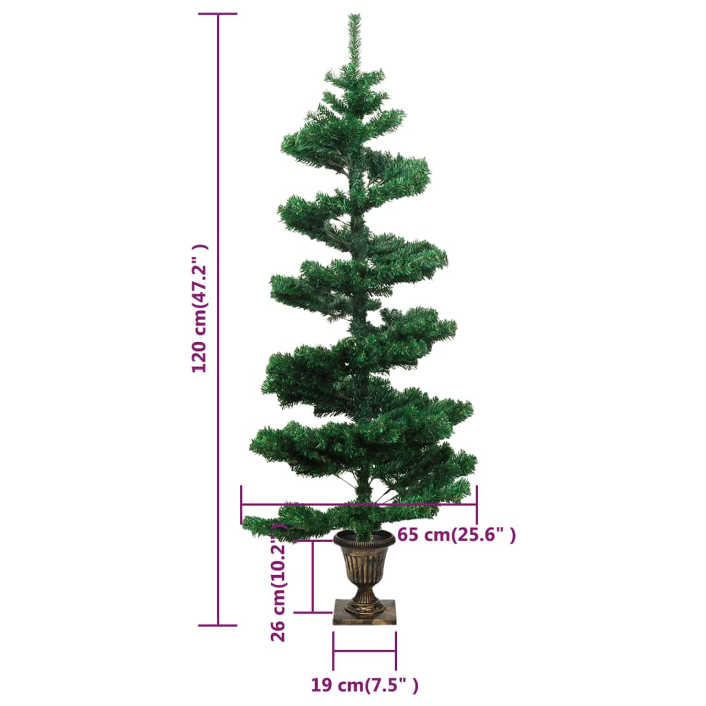 Albero di Natale Preilluminato con Vaso Verde 120 cm in PVC - homemem39