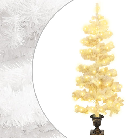 Albero di Natale Preilluminato con Vaso Bianco 120 cm in PVC - homemem39