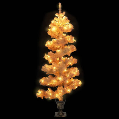 Albero di Natale Preilluminato con Vaso Bianco 120 cm in PVC