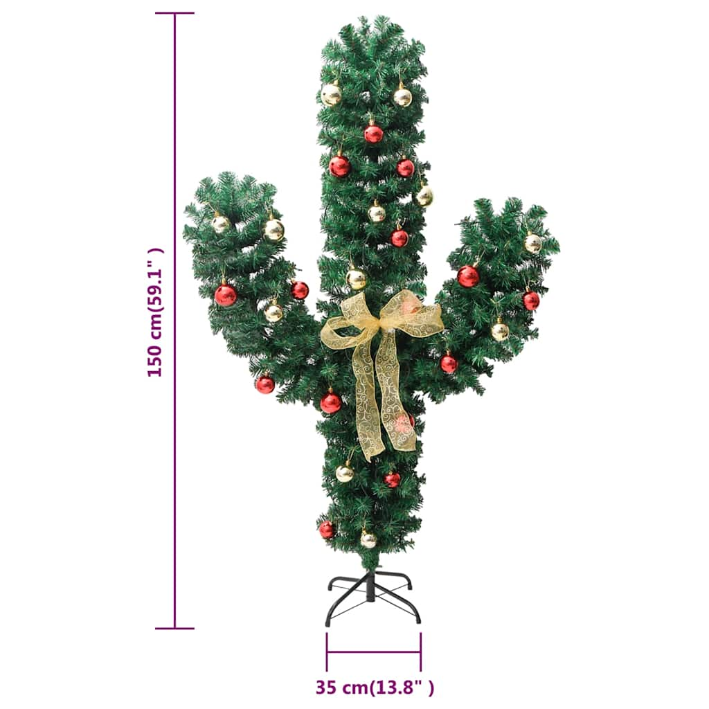 Cactus di Natale con Base e LED Verde 150 cm PVC - homemem39