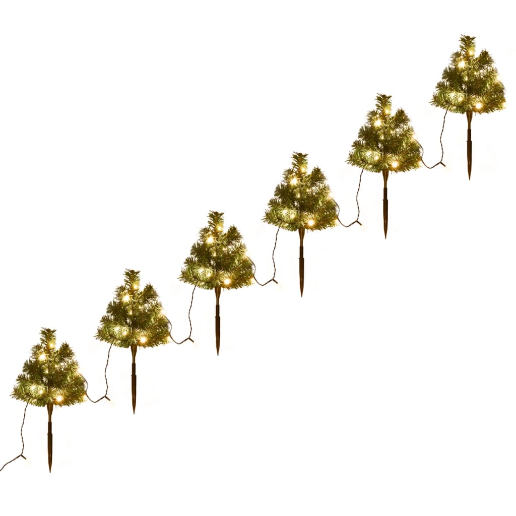 Sentiero Alberi di Natale 6 pz con LED Bianco Caldo 45 cm PVC - homemem39