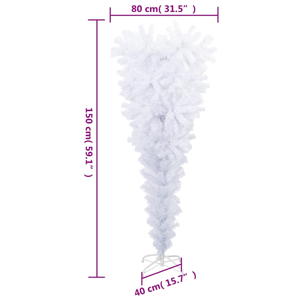 Albero di Natale Artificiale Capovolto con Base Bianco 150 cm - homemem39