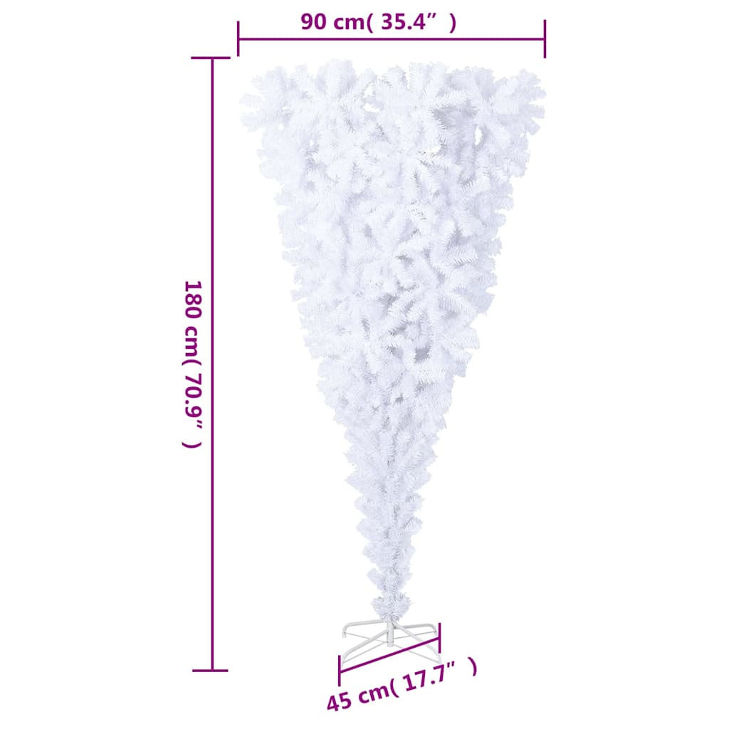 Albero di Natale Artificiale Capovolto con Base Bianco 180 cm