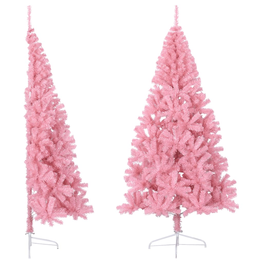 Albero di Natale Artificiale a Metà con Supporto Rosa 240cm PVC - homemem39