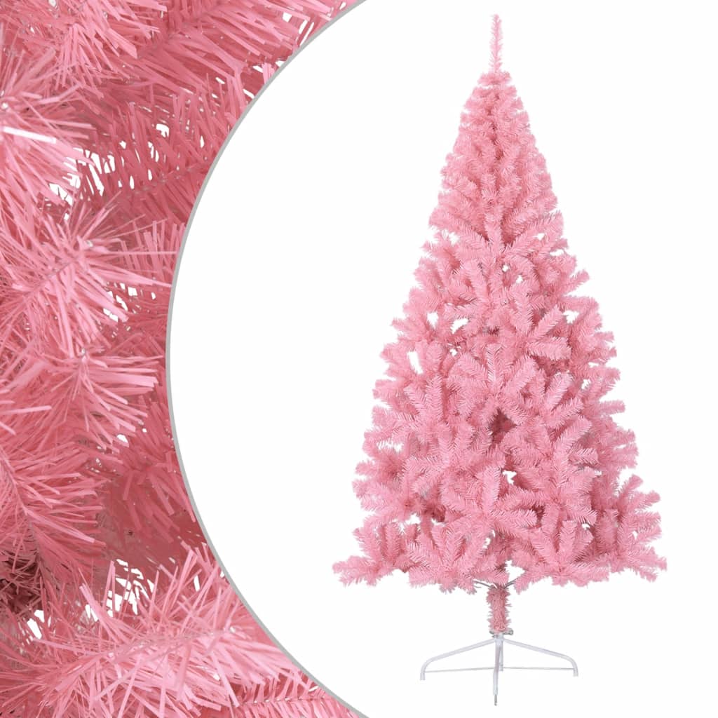 Albero di Natale Artificiale a Metà con Supporto Rosa 240cm PVC - homemem39