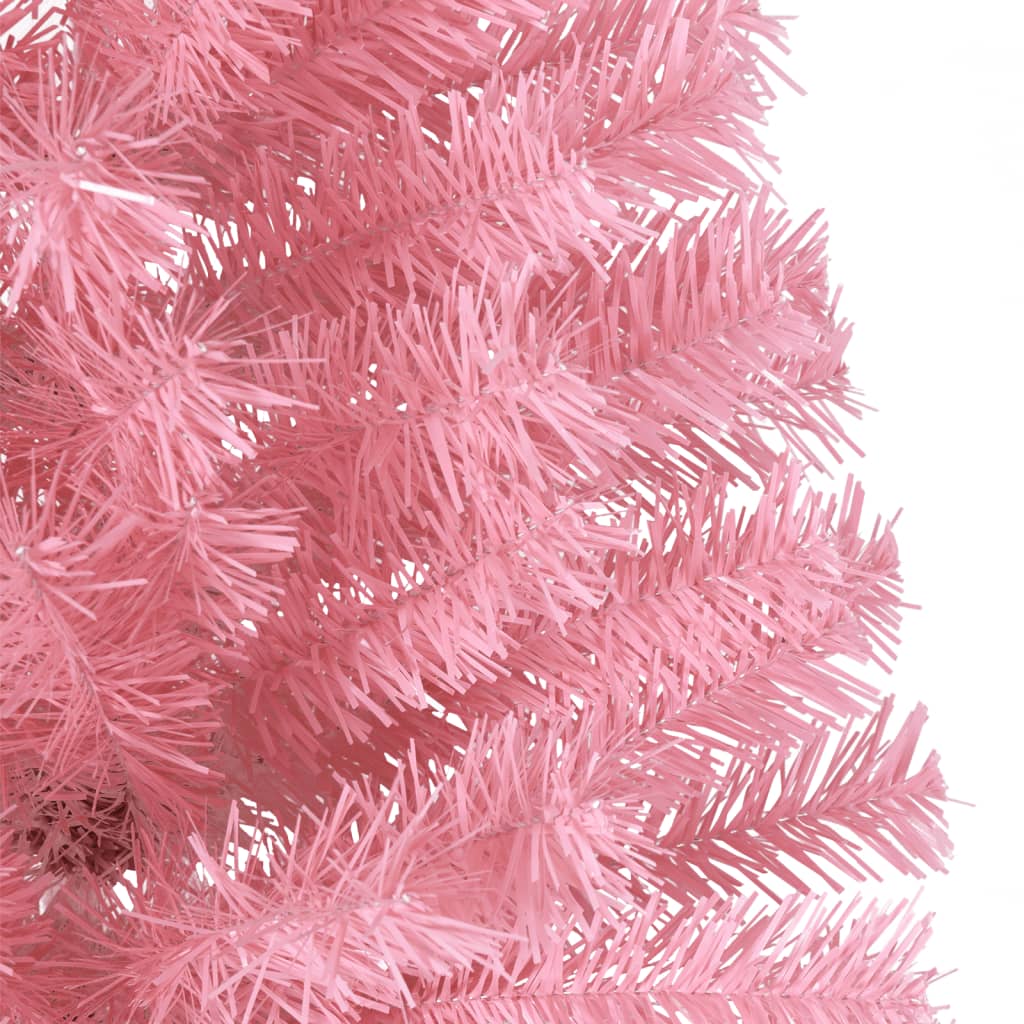 Albero di Natale Artificiale a Metà con Supporto Rosa 240cm PVC