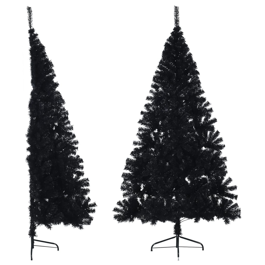 Albero di Natale Artificiale a Metà con Base Nero 210 cm PVC - homemem39