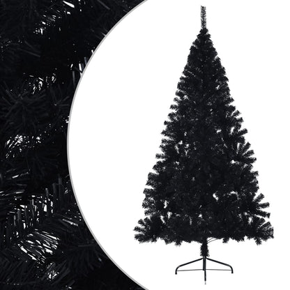 Albero di Natale Artificiale a Metà con Base Nero 210 cm PVC - homemem39