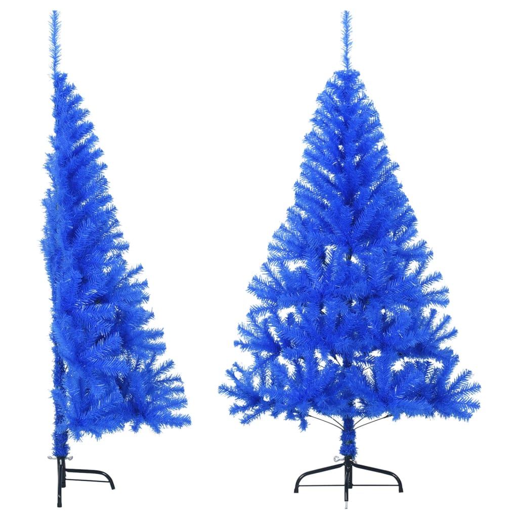 Albero di Natale Artificiale a Metà con Supporto Blu 120 cm PVC - homemem39