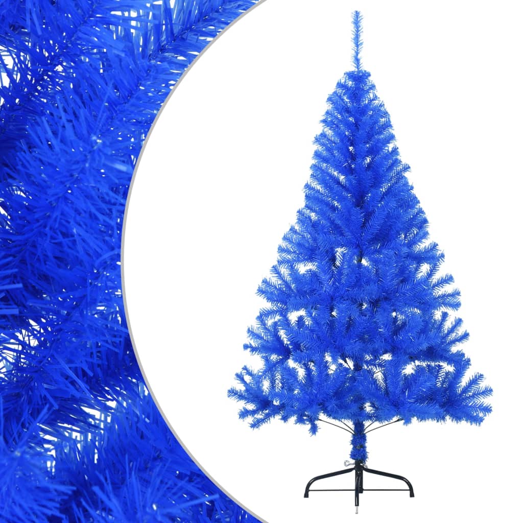 Albero di Natale Artificiale a Metà con Supporto Blu 120 cm PVC - homemem39