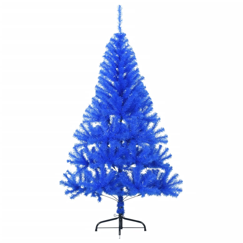 Albero di Natale Artificiale a Metà con Supporto Blu 120 cm PVC - homemem39