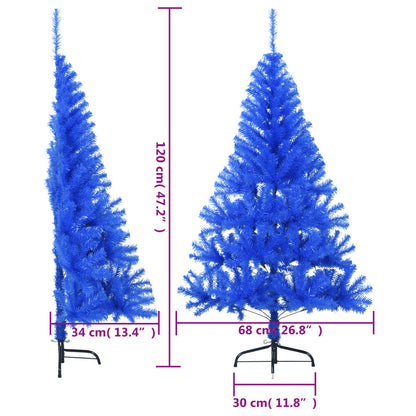 Albero di Natale Artificiale a Metà con Supporto Blu 120 cm PVC - homemem39