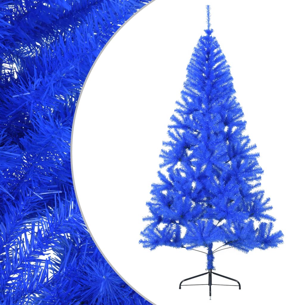 Albero di Natale Artificiale a Metà con Supporto Blu 180 cm PVC - homemem39