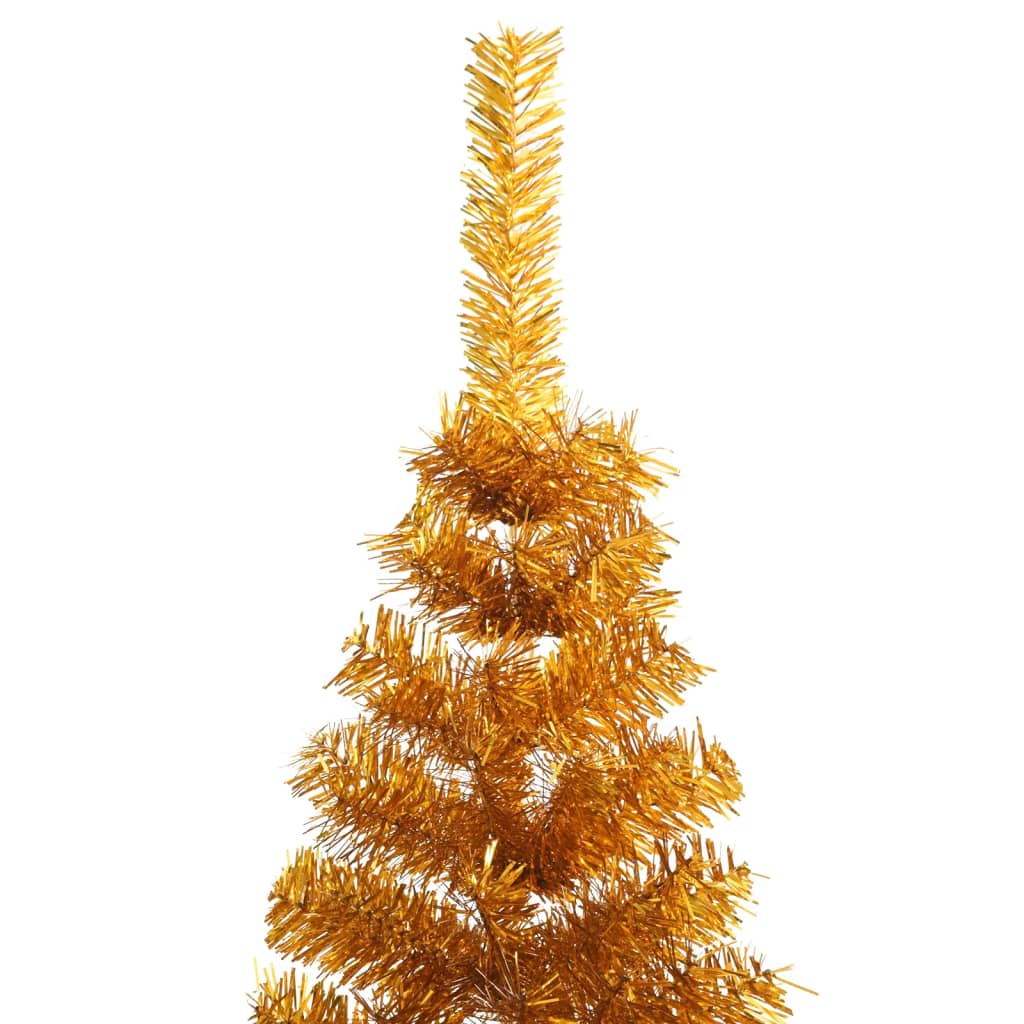 Albero di Natale Artificiale a Metà con Supporto Oro 210 cm PET