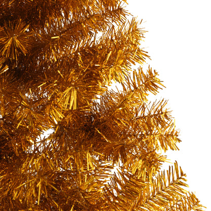 Albero di Natale Artificiale a Metà con Supporto Oro 210 cm PET