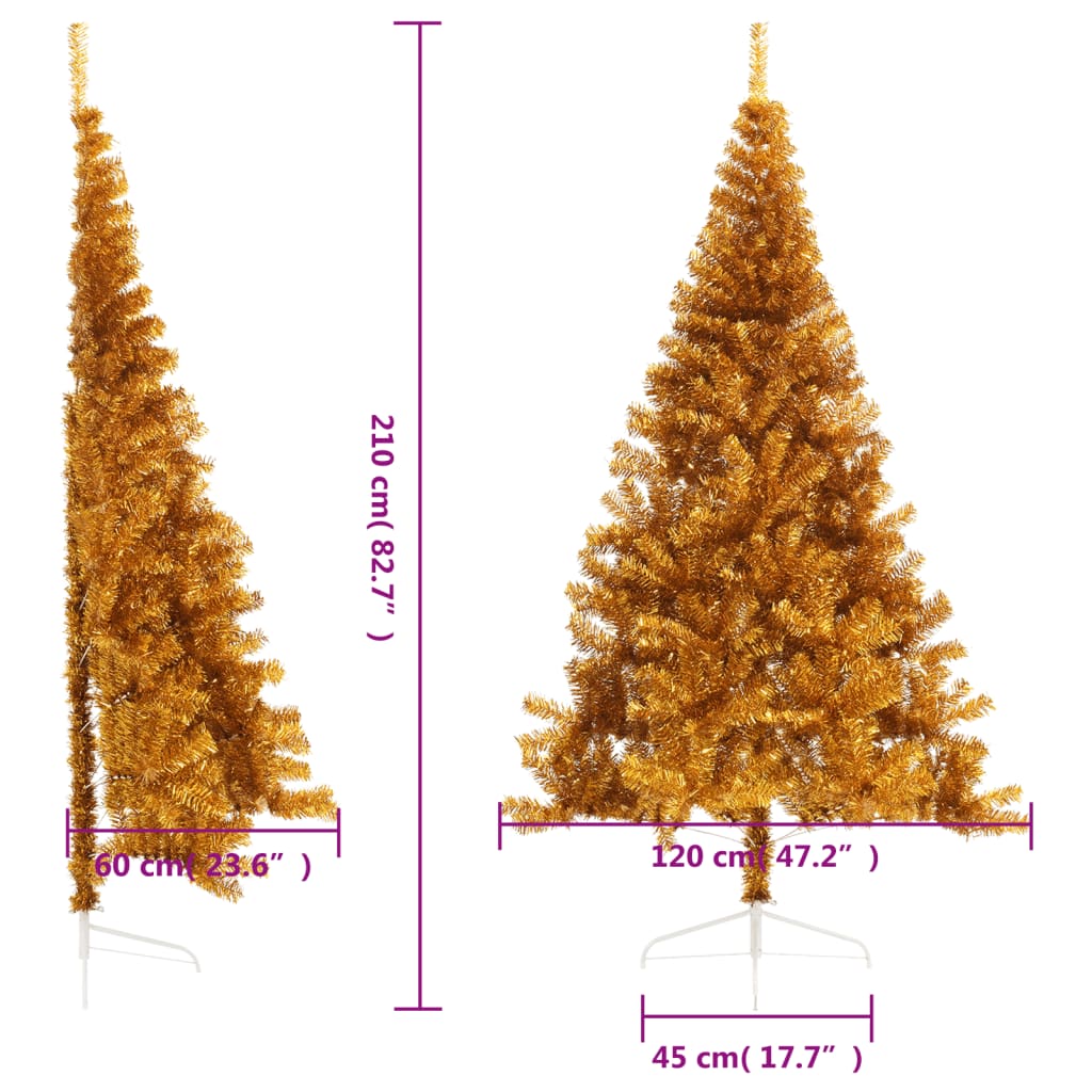 Albero di Natale Artificiale a Metà con Supporto Oro 210 cm PET - homemem39