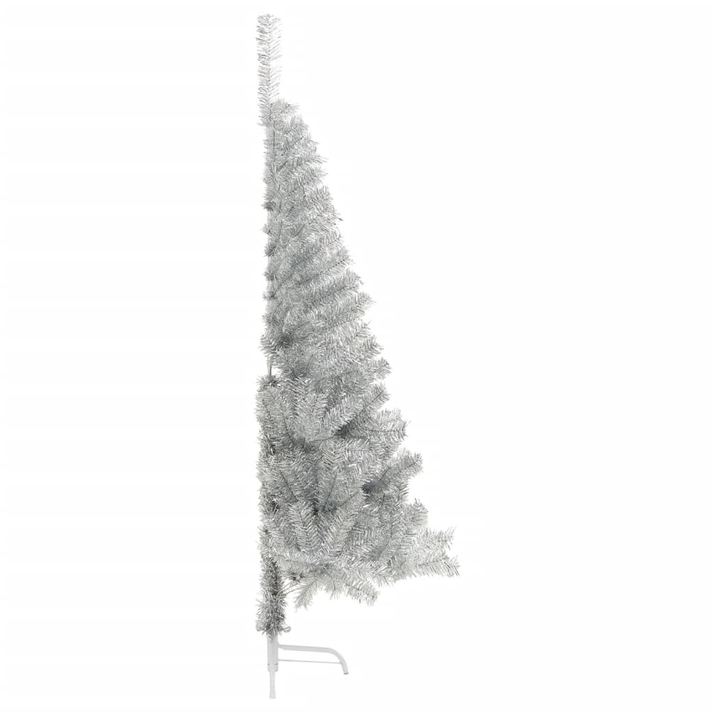 Albero di Natale a Metà con Supporto Argento 180 cm PET