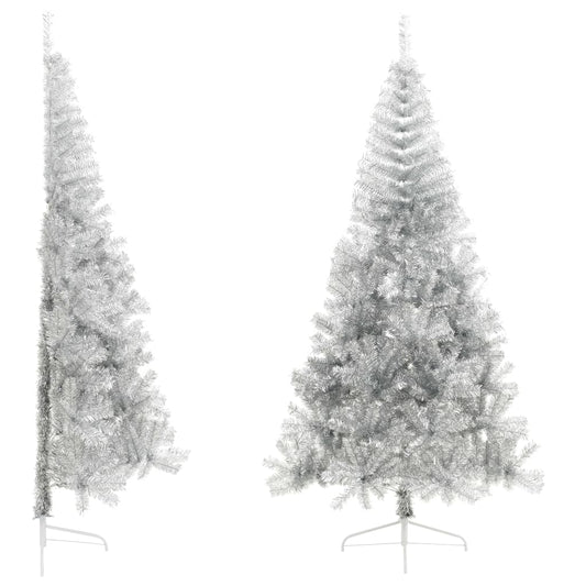 Albero di Natale a Metà con Supporto Argento 210 cm PET - homemem39