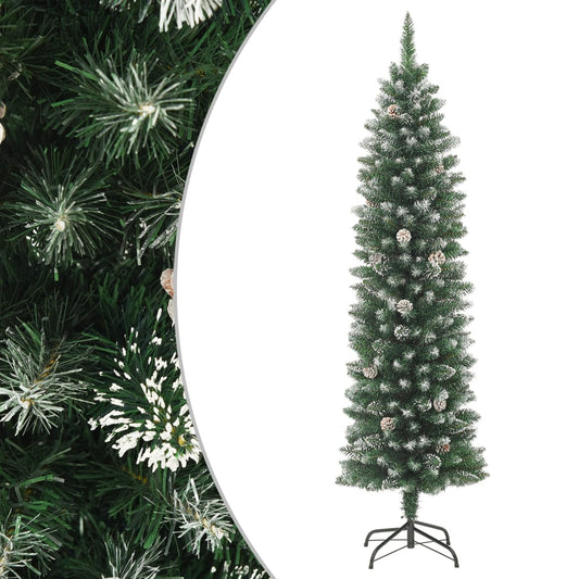 Albero di Natale Artificiale Sottile con Base 210 cm PVC