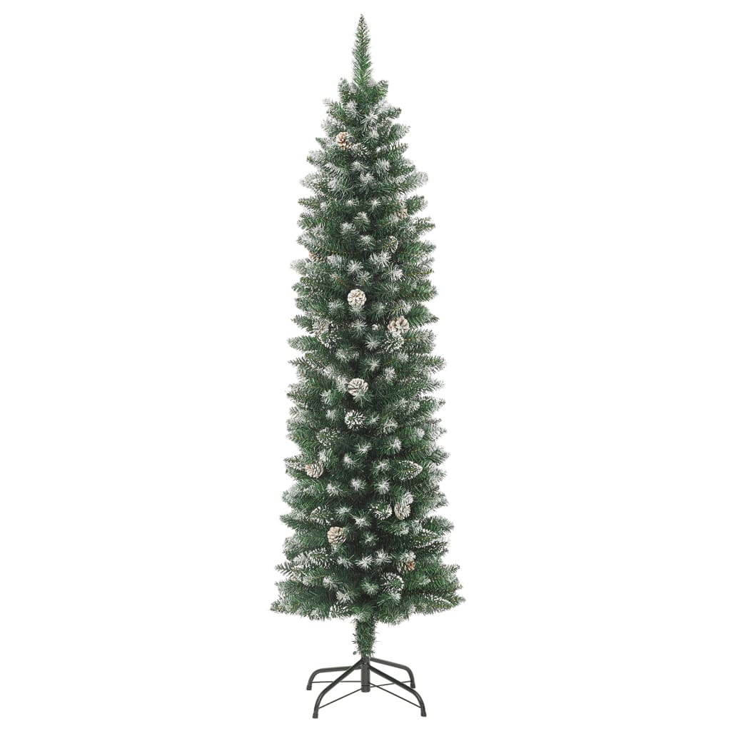 Albero di Natale Artificiale Sottile con Base 210 cm PVC