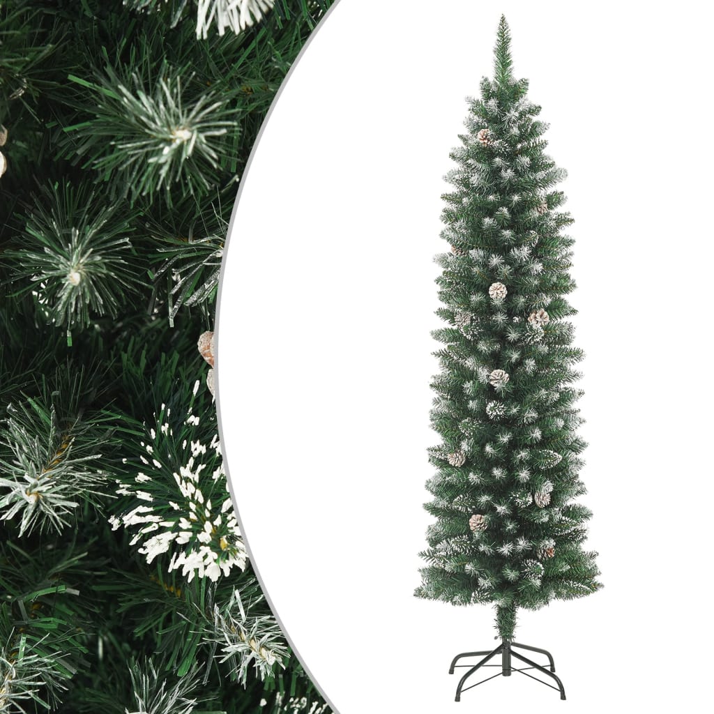 Albero di Natale Artificiale Sottile con Base 240 cm PVC - homemem39