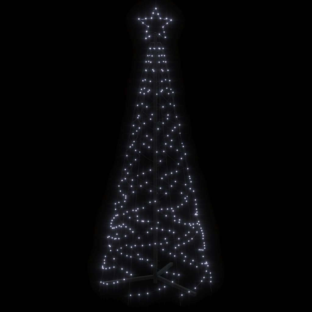 Albero di Natale a Cono Bianco Freddo 200 LED 70x180 cm