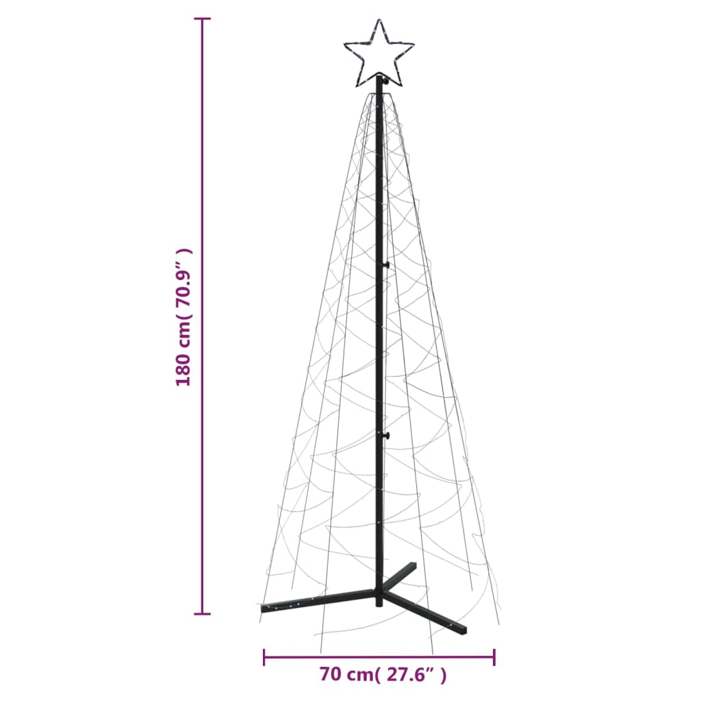 Albero di Natale a Cono Bianco Freddo 200 LED 70x180 cm