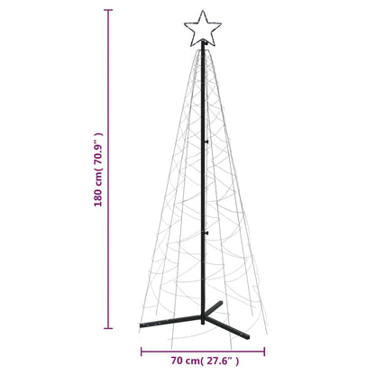 Albero di Natale a Cono Bianco Freddo 200 LED 70x180 cm