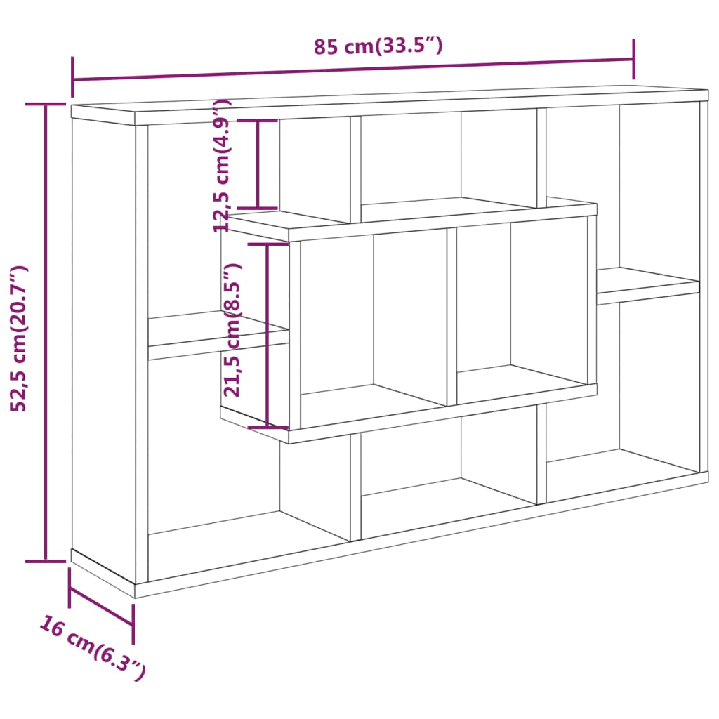 Scaffale a Parete Bianco 85x16x52,5 cm in Legno Multistrato - homemem39