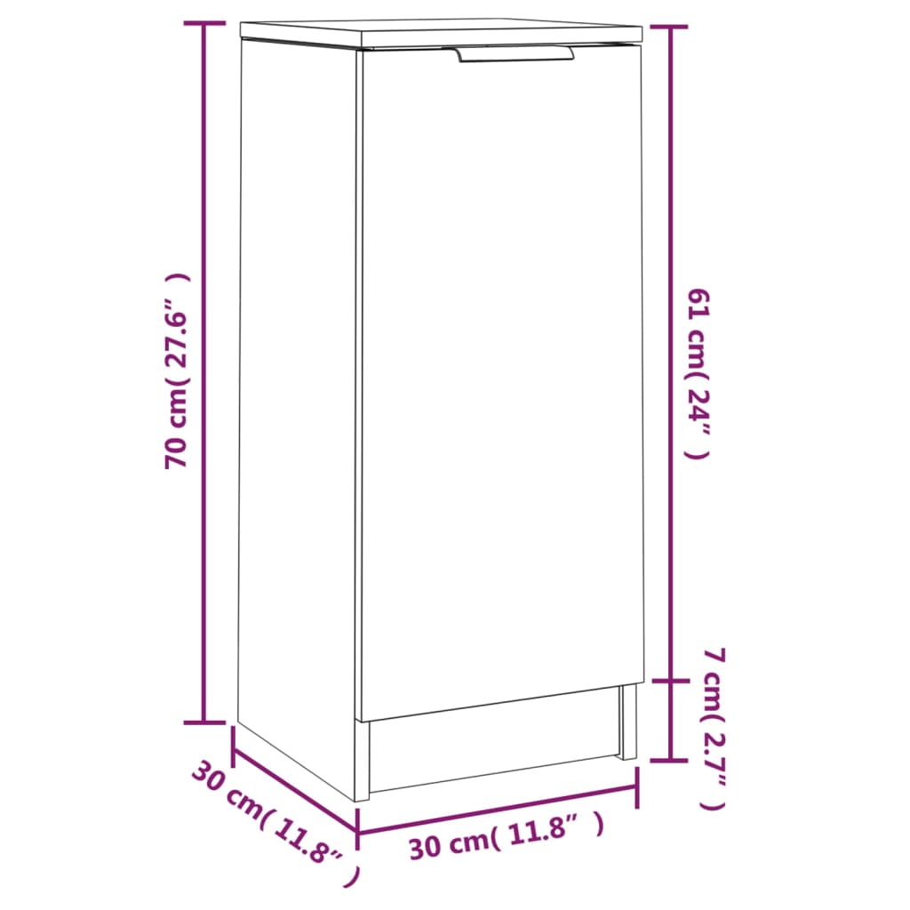 Credenza Rovere Sonoma 30x30x70 cm in Legno Multistrato