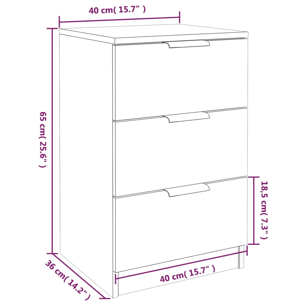 Comodino Rovere Sonoma 40x36x65 cm