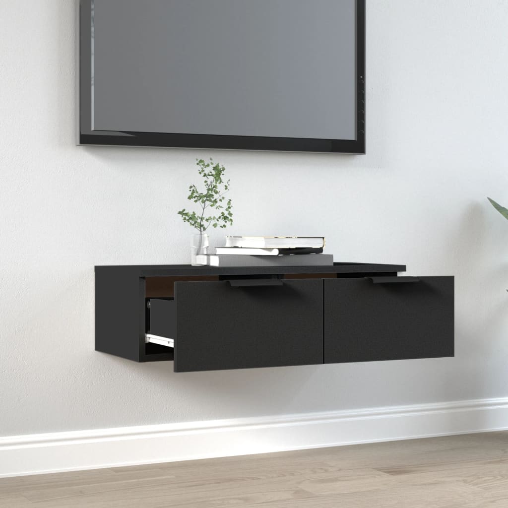 Mobile a Parete Nero 68x30x20 cm in Legno Multistrato - homemem39