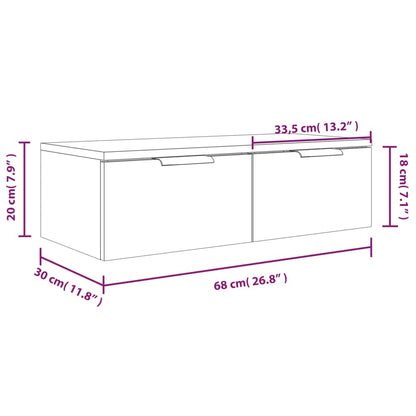 Mobile a Parete Nero 68x30x20 cm in Legno Multistrato - homemem39