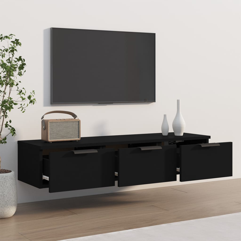 Armadietto a Muro Nero 102x30x20 cm in Legno Multistrato - homemem39