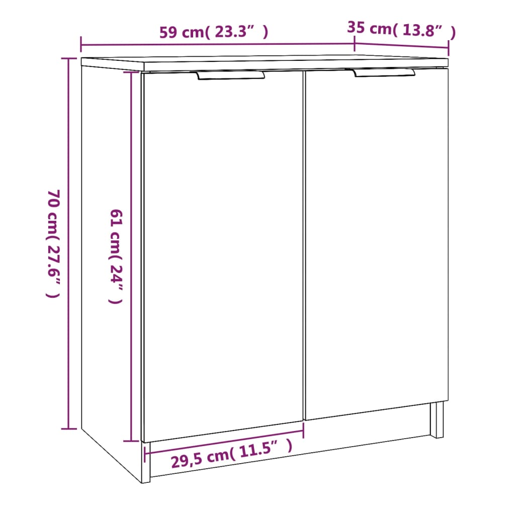 Scarpiera Bianca 59x35x70 cm in Legno Multistrato