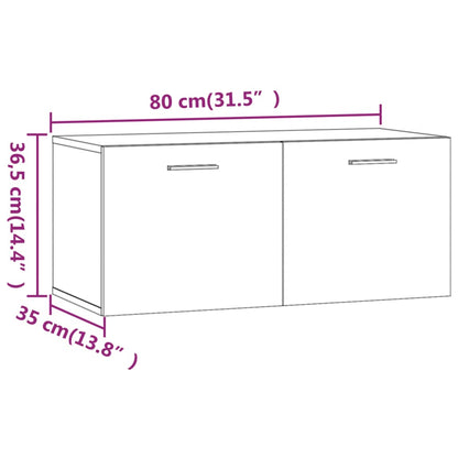 Armadietto a Muro Bianco Lucido 80x36x50 cm Legno Multistrato - homemem39