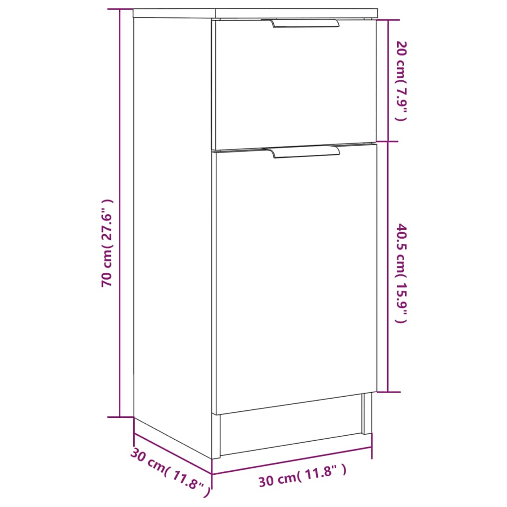 Credenze 2 pz Rovere Marrone 30x30x70 cm in Legno Multistrato