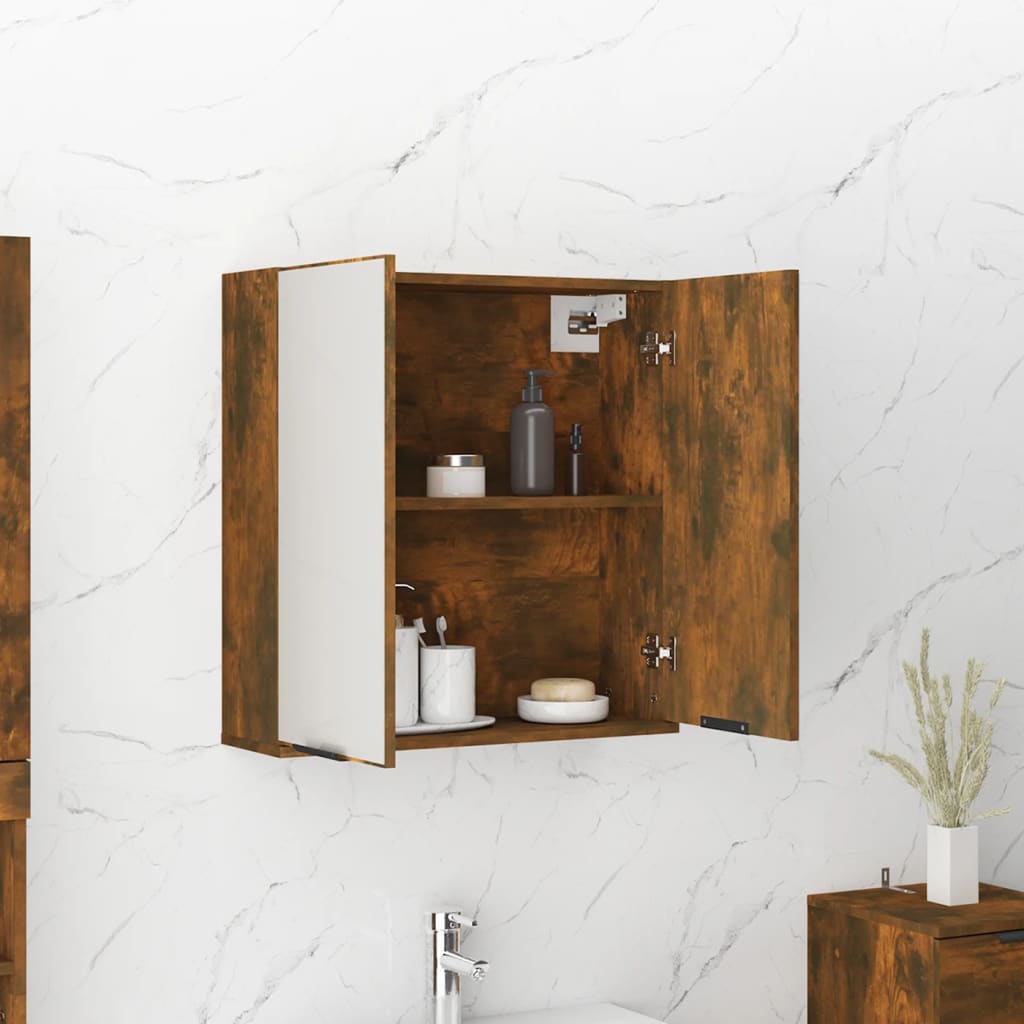 Armadietto a Specchio da Bagno Rovere Fumo 64x20x67 cm - homemem39